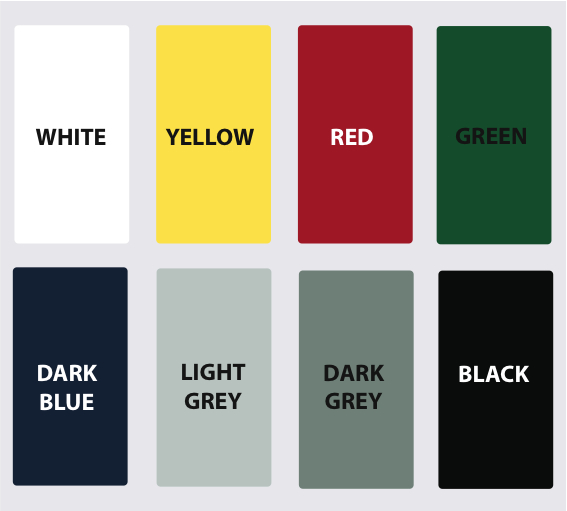 Colour selection for rigid foil 0,3 mm