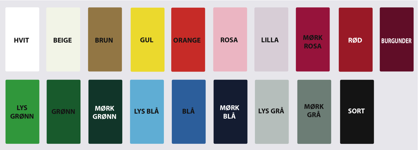 Fargekart for mykfolie