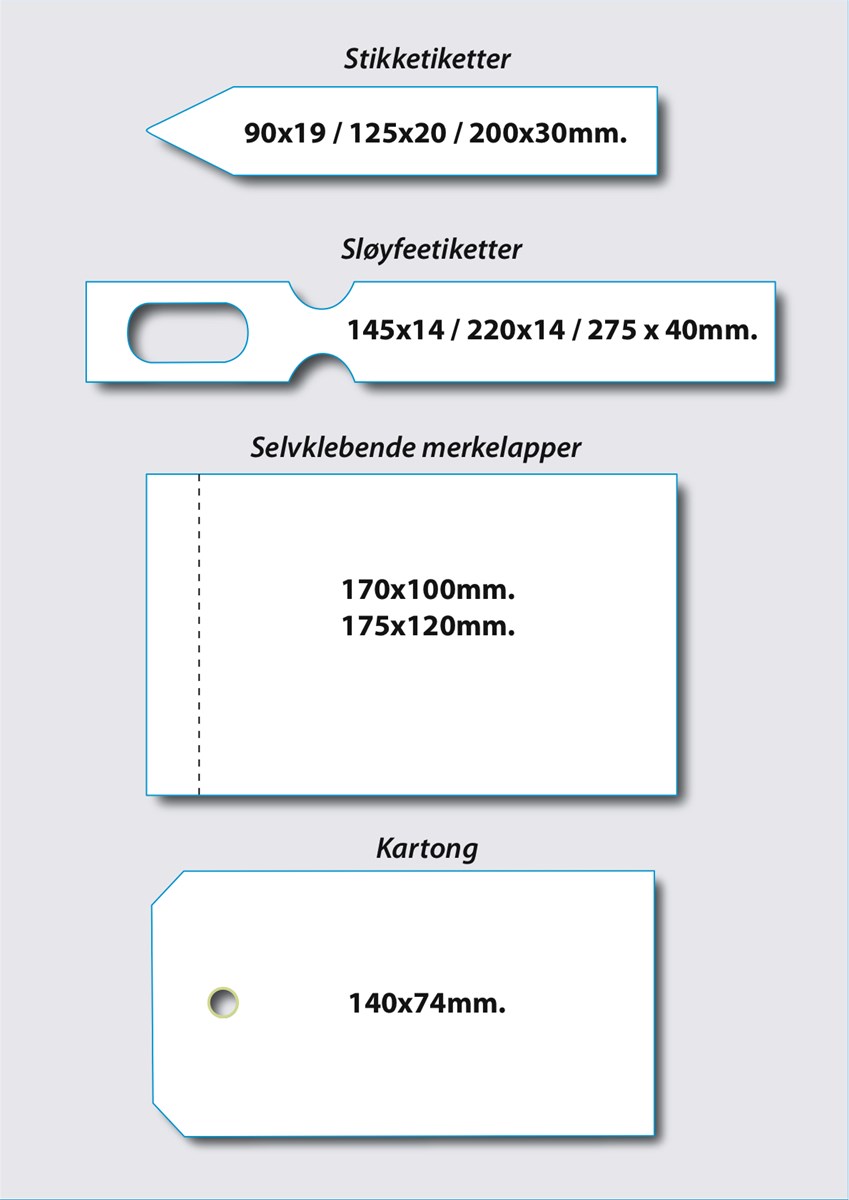 Standardformat diverse merkelapper